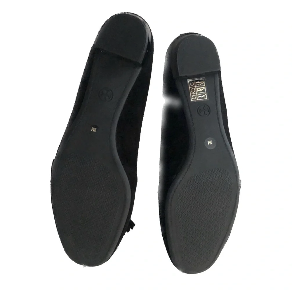 Tory Burch Salinas Tassel Mule Black Suede Slide Size 9